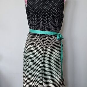 Harve Benard Black and Teal Polka Dot Midi Dress